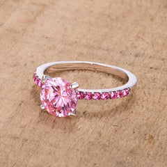 2.3CT Pink CZ Rhodium Ring