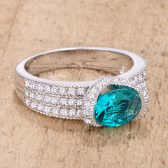 1.6 Ct Aqua Oval CZ Ring