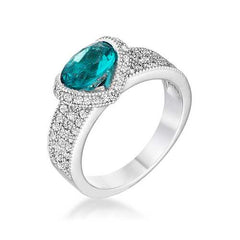 1.6 Ct Aqua Oval CZ Ring