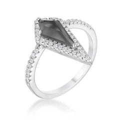 1.4Ct Rhodium Trendy Prism Smokey Topaz CZ Ring