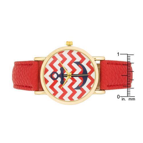 Nautical Red Leather Watch